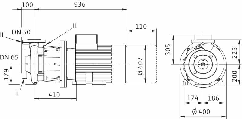 POMPA CIRCULATIE WILO CronoBloc BL 50/260-37/2 - Dimensiuni POMPA CIRCULATIE WILO CronoBloc BL 50/260-37/2 - Dimensiuni