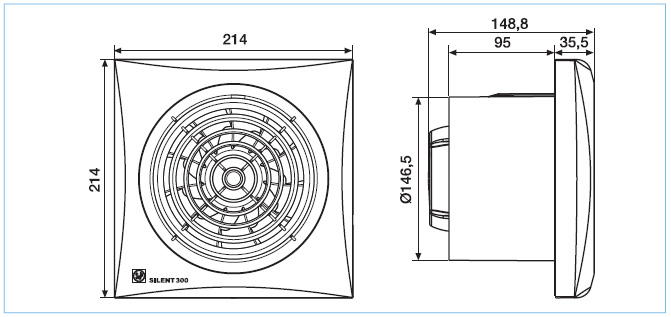 Dimensiuni SILENT 300 - Ventilatoare axiale pentru baie SILENT