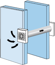 Exemple instalatii - Extragerea prin pereti dubli cu accesoriile EDM-80M si EDM-100 - Ventilatoare axiale pentru baie seria EDM