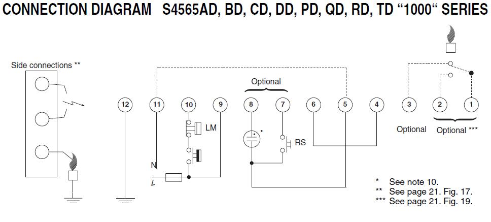 Automat de aprindere Honeywell S 4565 CD 1039 - Conexiune diagrama