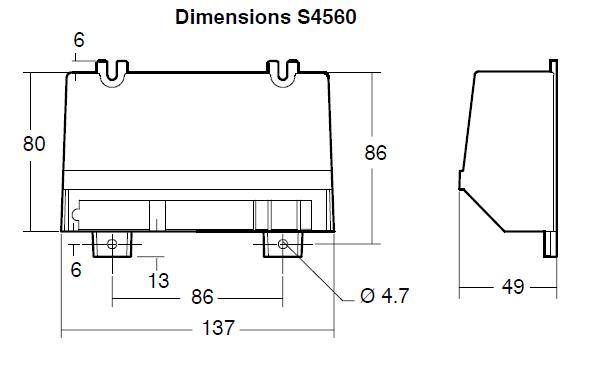 Automat de aprindere Honeywell S 4560 D 1077 - Dimensiuni