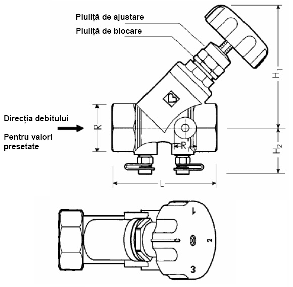 ROBINET - VANA DE ECHILIBRARE - DIMENSIUNI