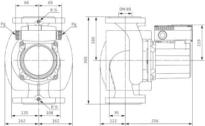 POMPA CIRCULATIE WILO TOP Z 80/10 - 6 Bar R - Dimensiuni pompa