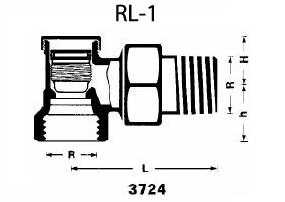 Robinet termostatic Herz retur coltar RL-1 - Schema tehnica