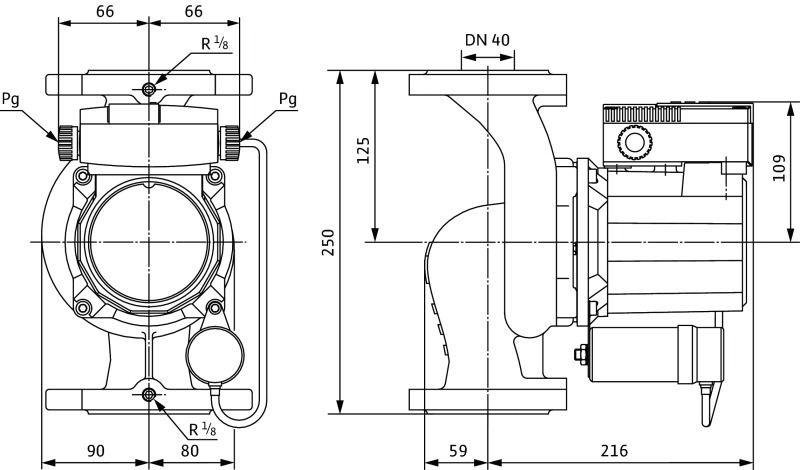 POMPA CIRCULATIE WILO TOP STG 40/10 EM - DIMENSIUNI