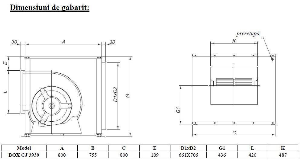 VENTILATOR CENTRIFUGAL DUBLU ASPIRANT BOX CJ-3939-6T 3 SODECA- Dimensiuni